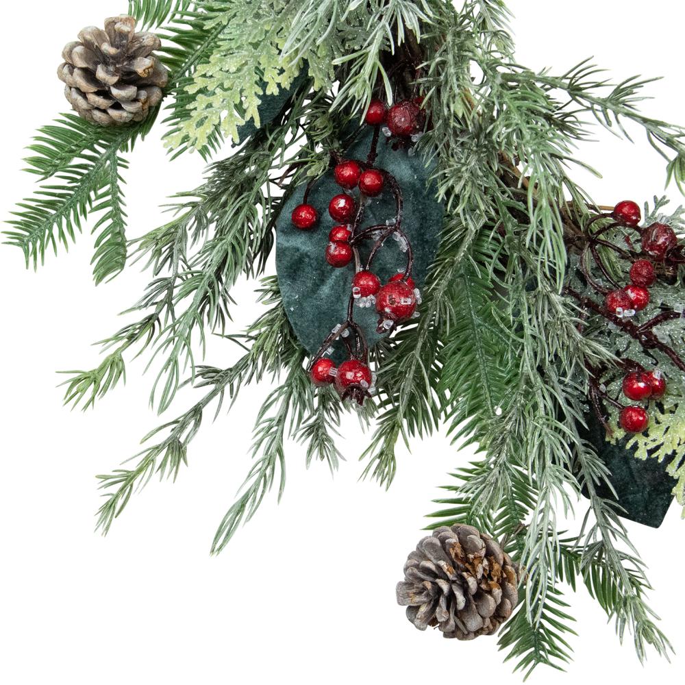 Mixed Foliage and Iced Berries Artificial Christmas Wreath  26-Inch  Unlit. Picture 2