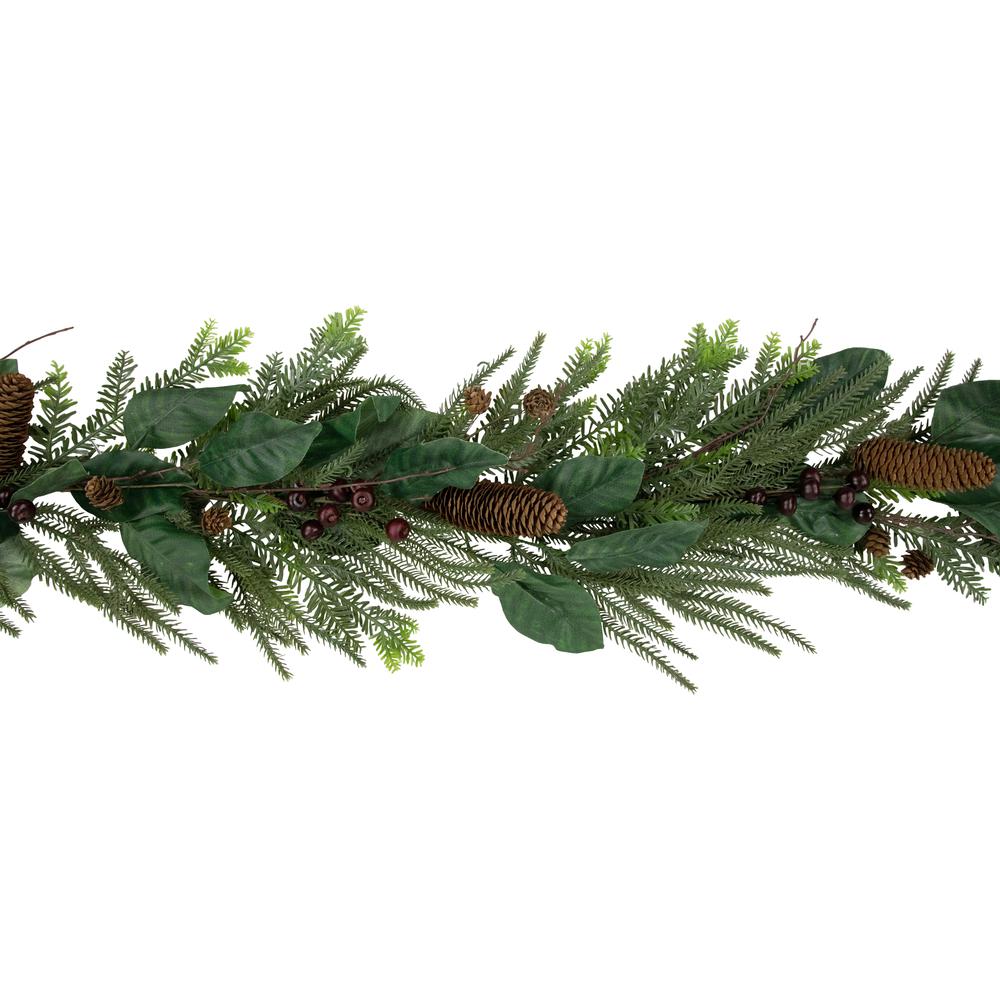 6' Mixed Foliage with Pine Cones and Berries Christmas Garland  Unlit. Picture 7