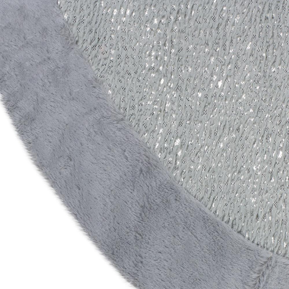 48" Gray and Silver Faux Fur Snake Skin Pattern Christmas Tree Skirt. Picture 2
