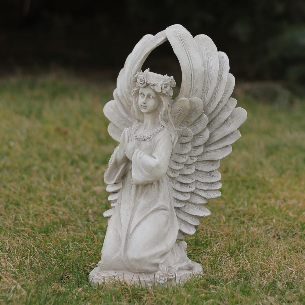 15.25" Angel Kneeling in Prayer Outdoor Garden Statue. Picture 3
