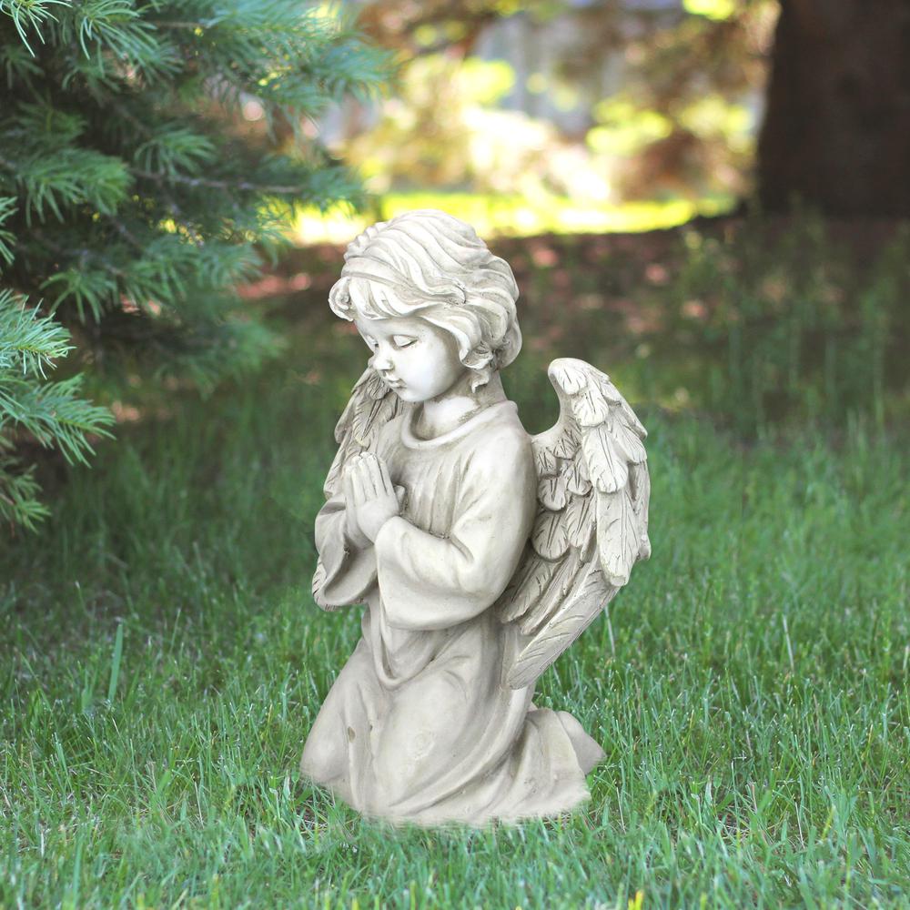 15" Kneeling in Prayer Cherub Outdoor Garden Statue. Picture 3