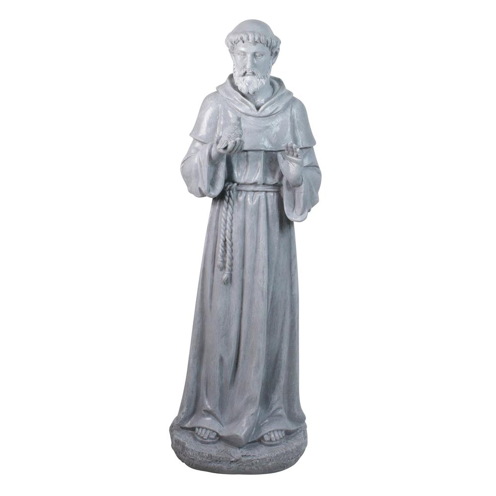 28" St. Francis Holding a Bird Outdoor Garden Statue. Picture 1