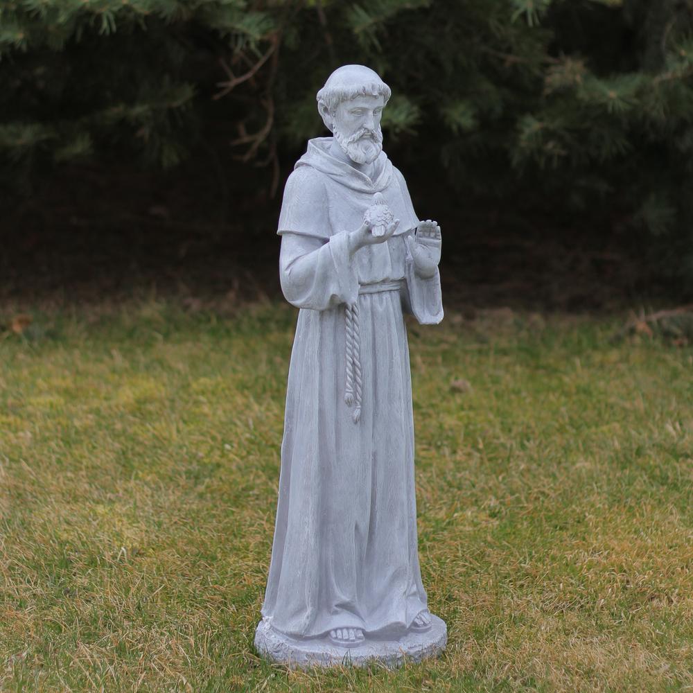 28" St. Francis Holding a Bird Outdoor Garden Statue. Picture 3