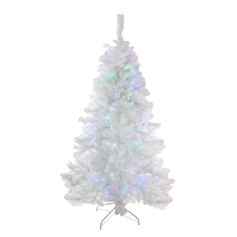 6.5' White Medium Pine Christmas Tree - Multi Function LED Lights. Picture 2