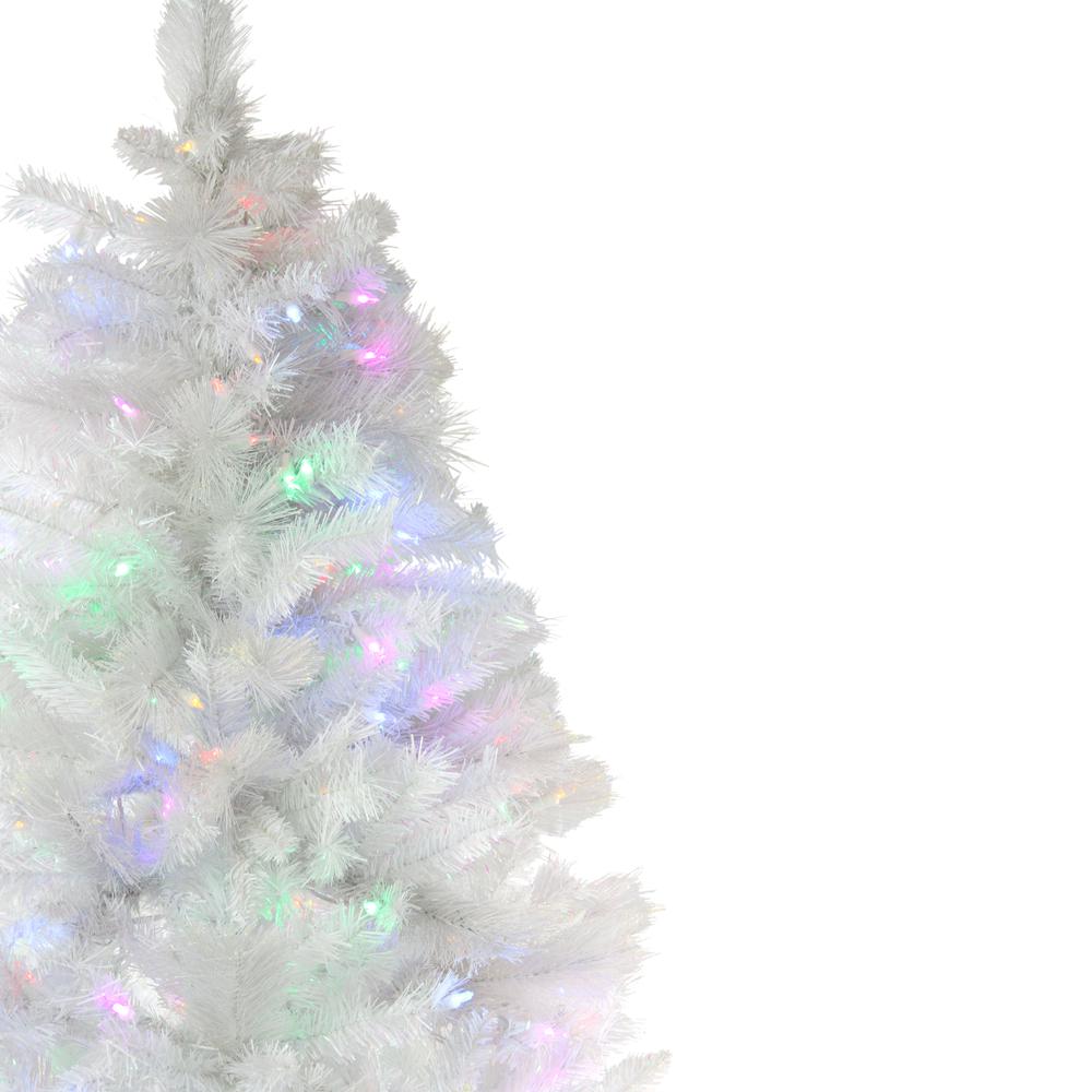 6.5' White Medium Pine Christmas Tree - Multi Function LED Lights. Picture 7