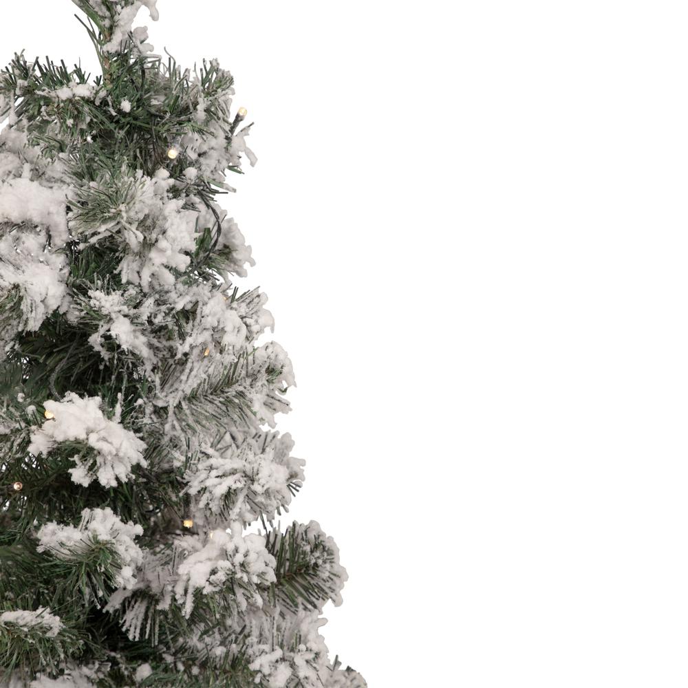 2' Pre-Lit Medium Flocked Bristol Pine Artificial Christmas Tree - Warm Clear LED Lights. Picture 3