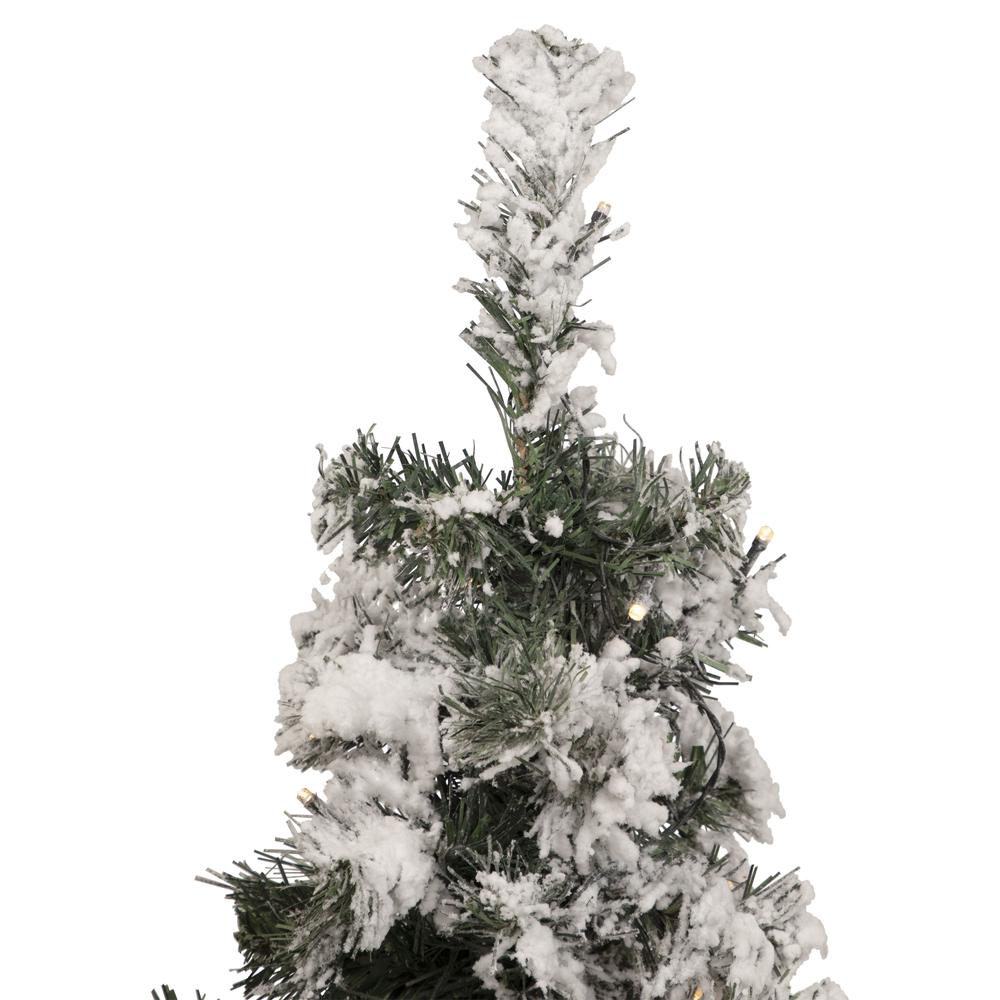 2' Pre-Lit Medium Flocked Bristol Pine Artificial Christmas Tree - Warm Clear LED Lights. Picture 5