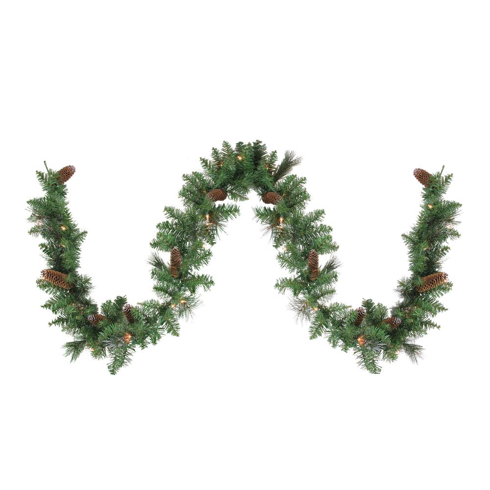 9' x 10" Pre-Lit Yorkville Pine Artificial Christmas Garland - Clear Lights. Picture 1