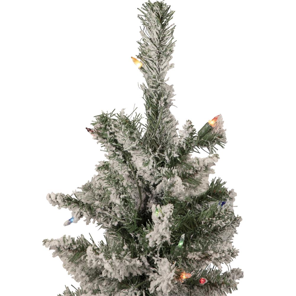 3' Pre-Lit Medium Heavily Flocked Artificial Christmas Tree - Multi-Color Lights. Picture 4