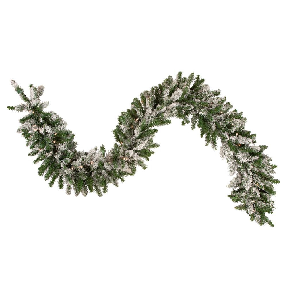 9' x 10" Pre-lit Snow Mountain Pine Artificial Christmas Garland - Clear Lights. Picture 1
