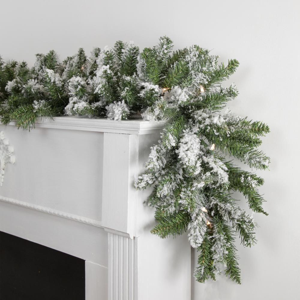 9' x 10" Pre-lit Snow Mountain Pine Artificial Christmas Garland - Clear Lights. Picture 2