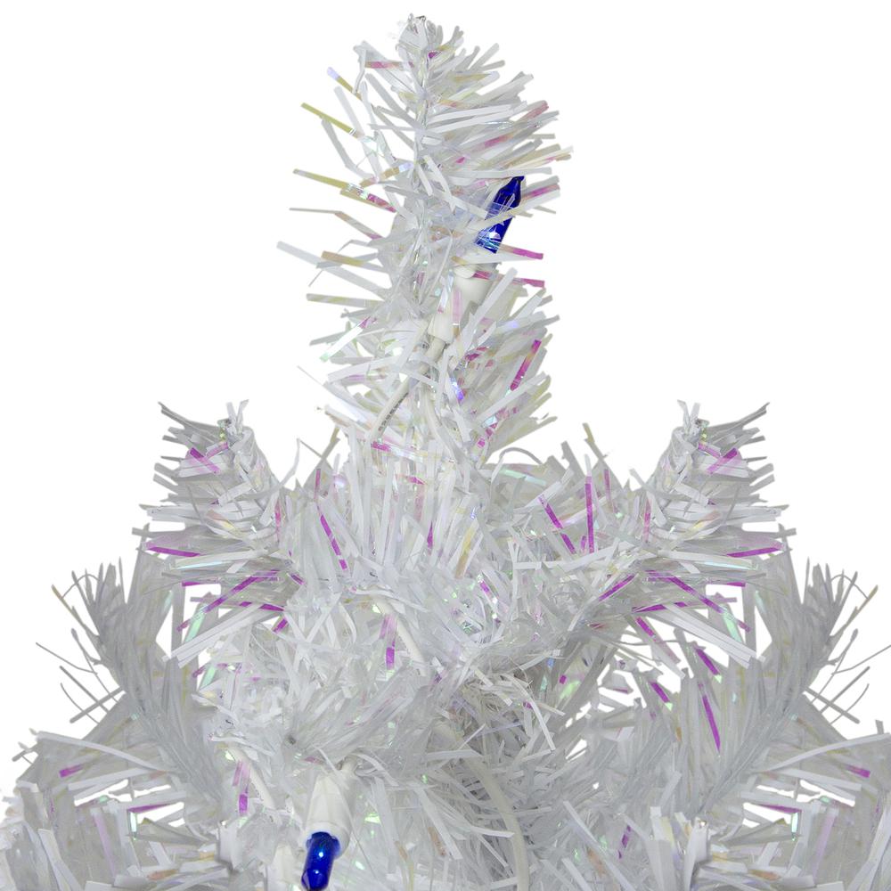 2' Pre-lit White Iridescent Pine Artificial Christmas Tree - Blue Lights. Picture 3