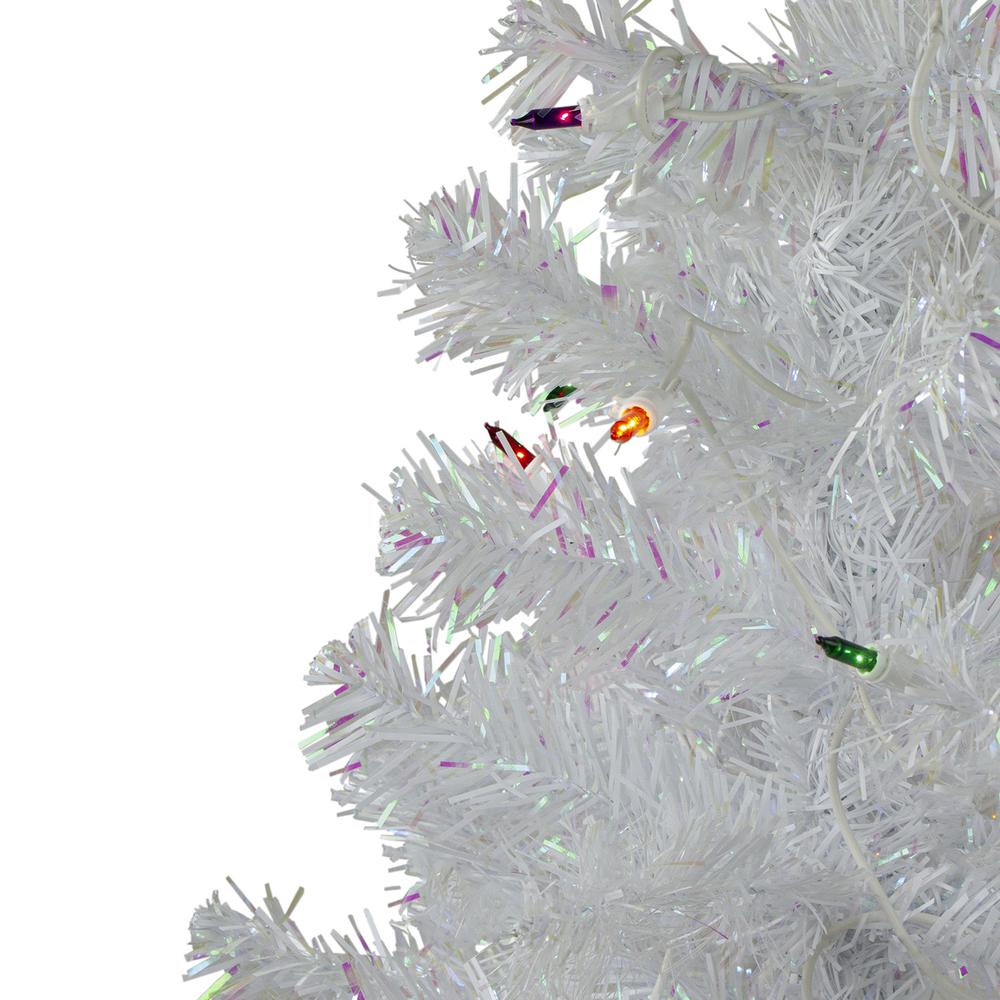 3' Pre-lit White Iridescent Pine Artificial Christmas Tree - Multi Lights. Picture 2