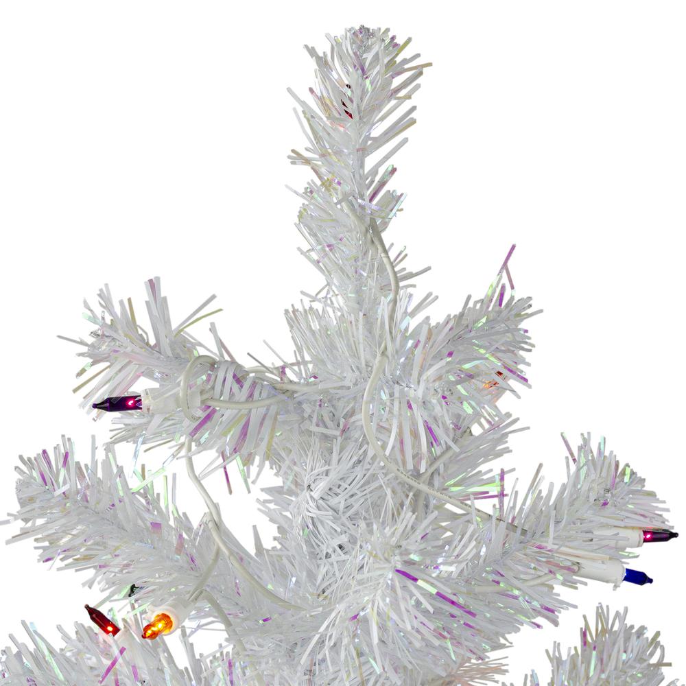 3' Pre-lit White Iridescent Pine Artificial Christmas Tree - Multi Lights. Picture 3