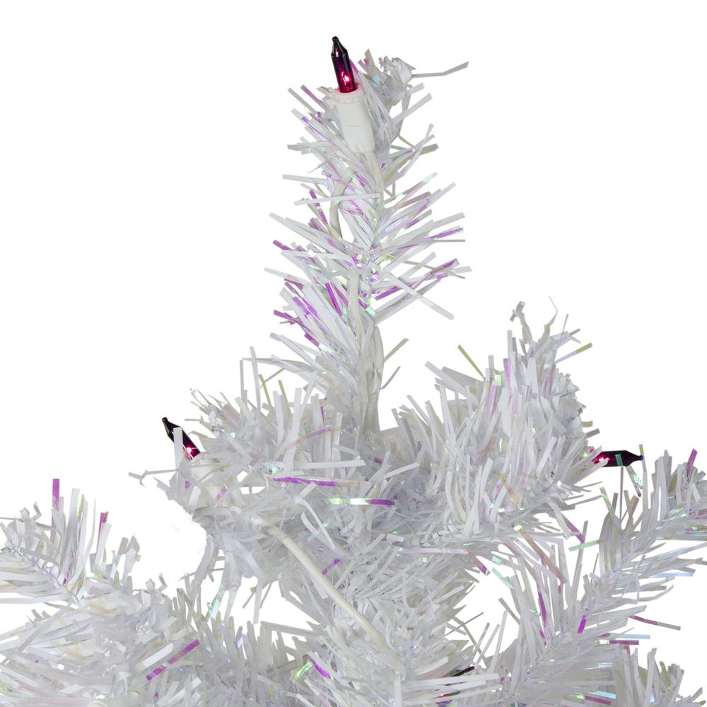 3' White Medium Iridescent Pine Artificial Christmas Tree - Purple Lights. Picture 3