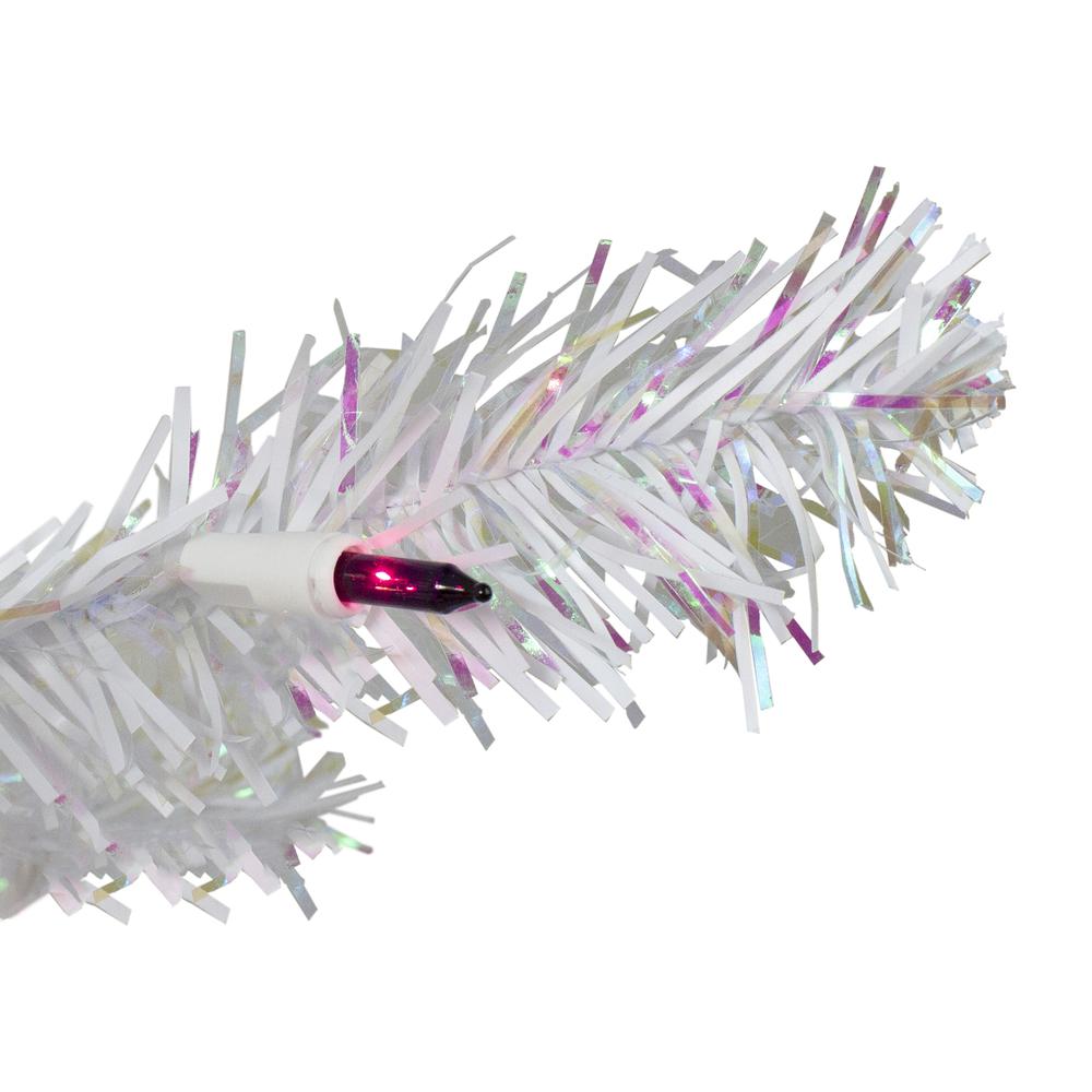 3' White Medium Iridescent Pine Artificial Christmas Tree - Purple Lights. Picture 4