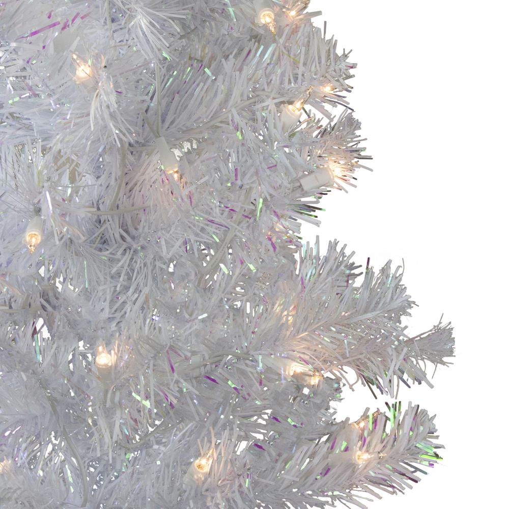4' Pre-lit White Iridescent Pine Artificial Christmas Tree - Clear Lights. Picture 2