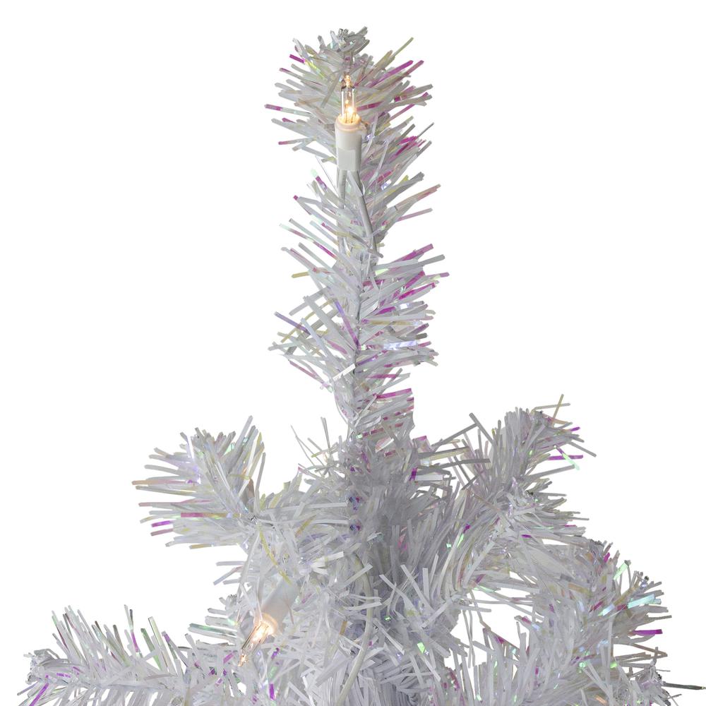 4' Pre-lit White Iridescent Pine Artificial Christmas Tree - Clear Lights. Picture 3
