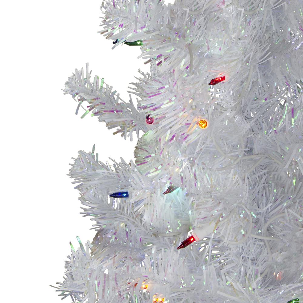 4' Pre-lit White Iridescent Pine Artificial Christmas Tree - Multi Lights. Picture 2