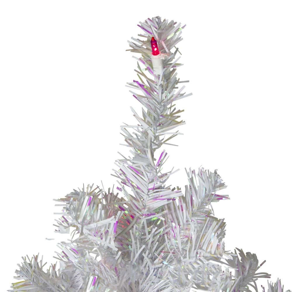 4' Pre-lit White Iridescent Pine Artificial Christmas Tree - Pink Lights. Picture 3