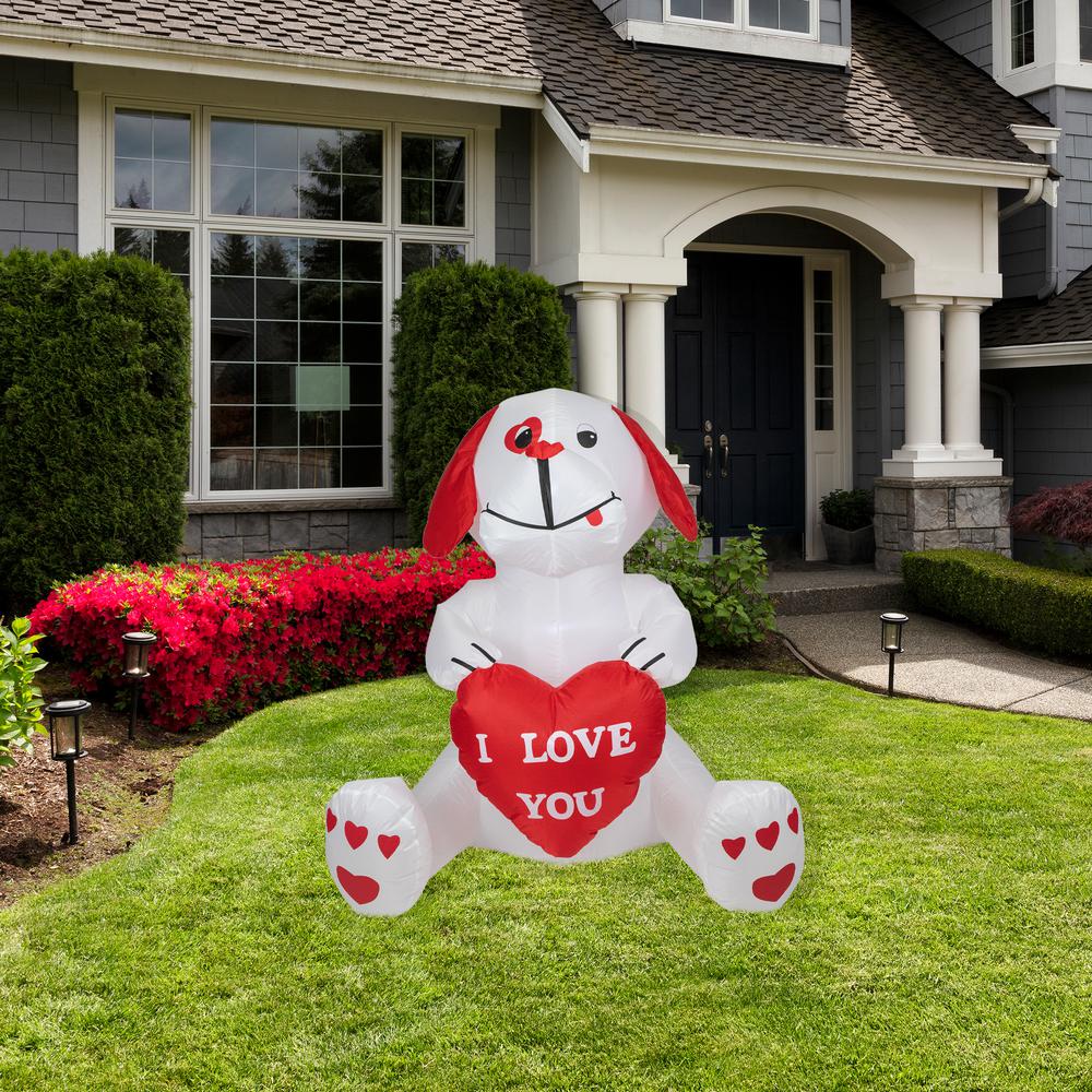 4' Inflatable Lighted Valentine's Day Doggie Outdoor Decoration. Picture 1