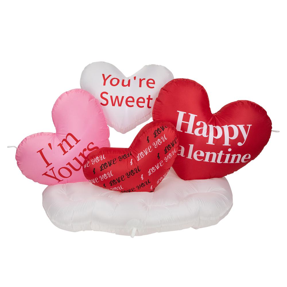 5' Inflatable Lighted Valentine's Day Conversation Hearts Outdoor Decoration. Picture 2