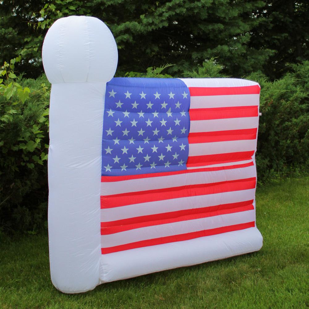 Pre-Lit White and Red Fourth of July American Flag Outdoor Decor 60" x 67". Picture 2