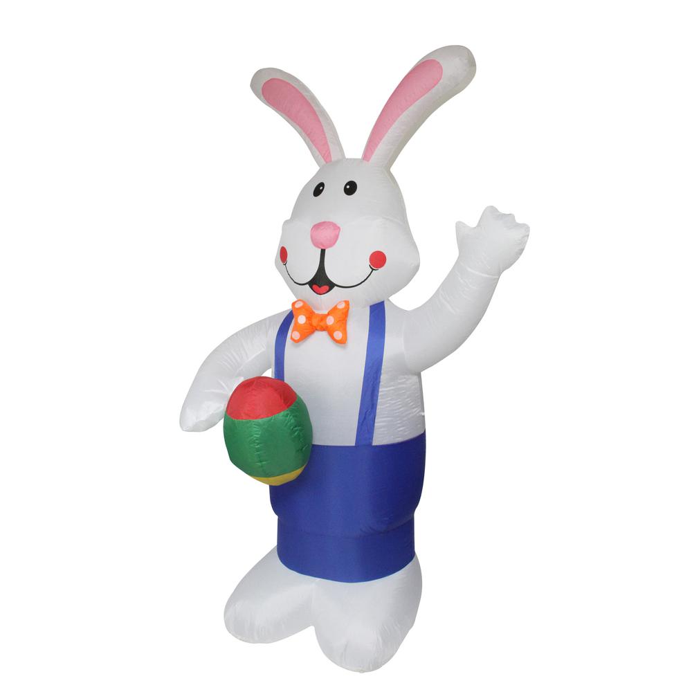 7' Inflatable Lighted Standing Easter Bunny with Eggs Outdoor Decoration. Picture 1