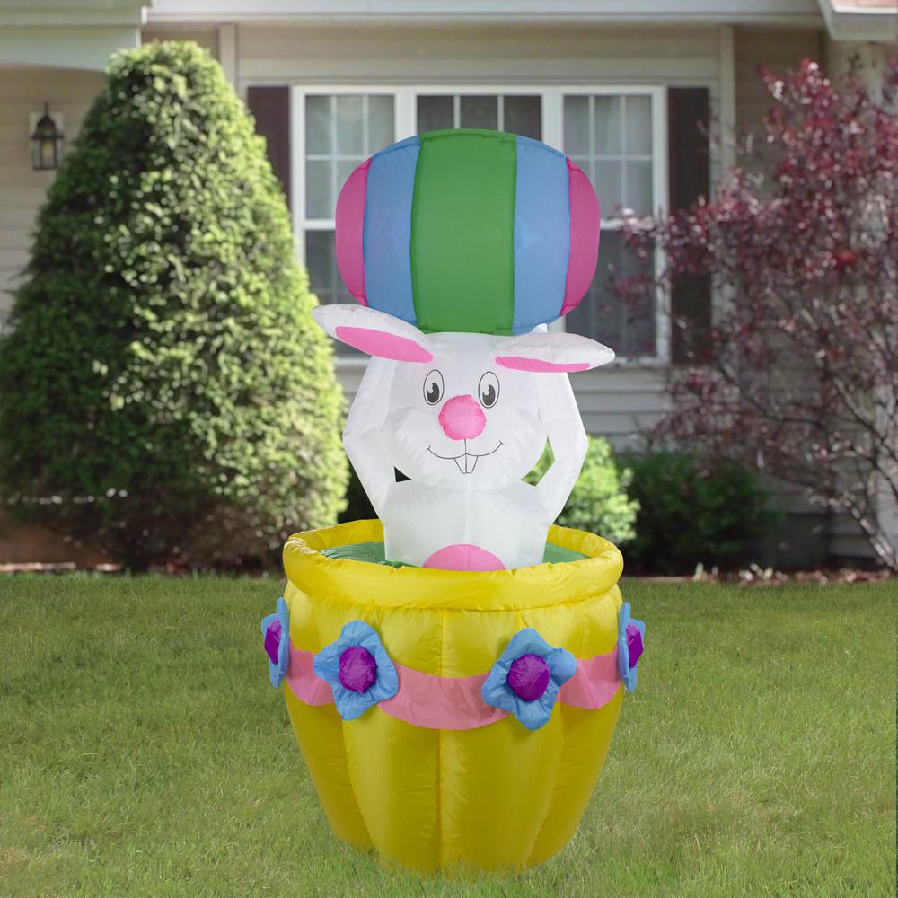 5.5ft Lighted and Animated Inflatable Easter Bunny Basket Outdoor Decoration. Picture 2