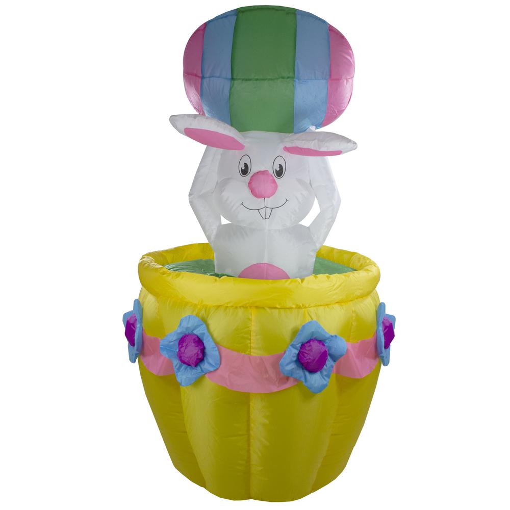 5.5ft Lighted and Animated Inflatable Easter Bunny Basket Outdoor Decoration. Picture 1