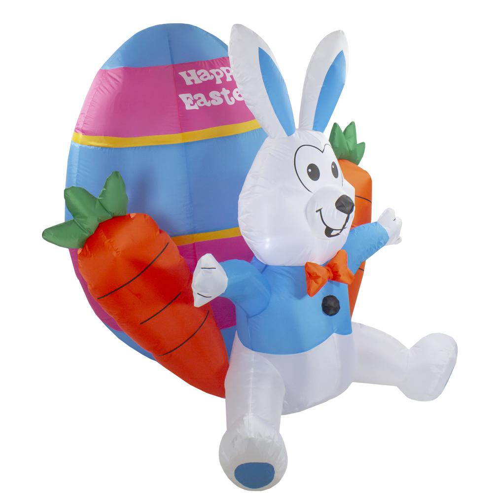 4' Inflatable Lighted Easter Bunny with Carrots Outdoor Decoration. Picture 2