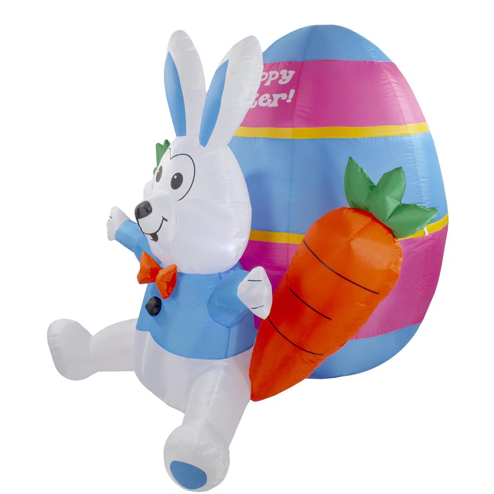 4' Inflatable Lighted Easter Bunny with Carrots Outdoor Decoration. Picture 3