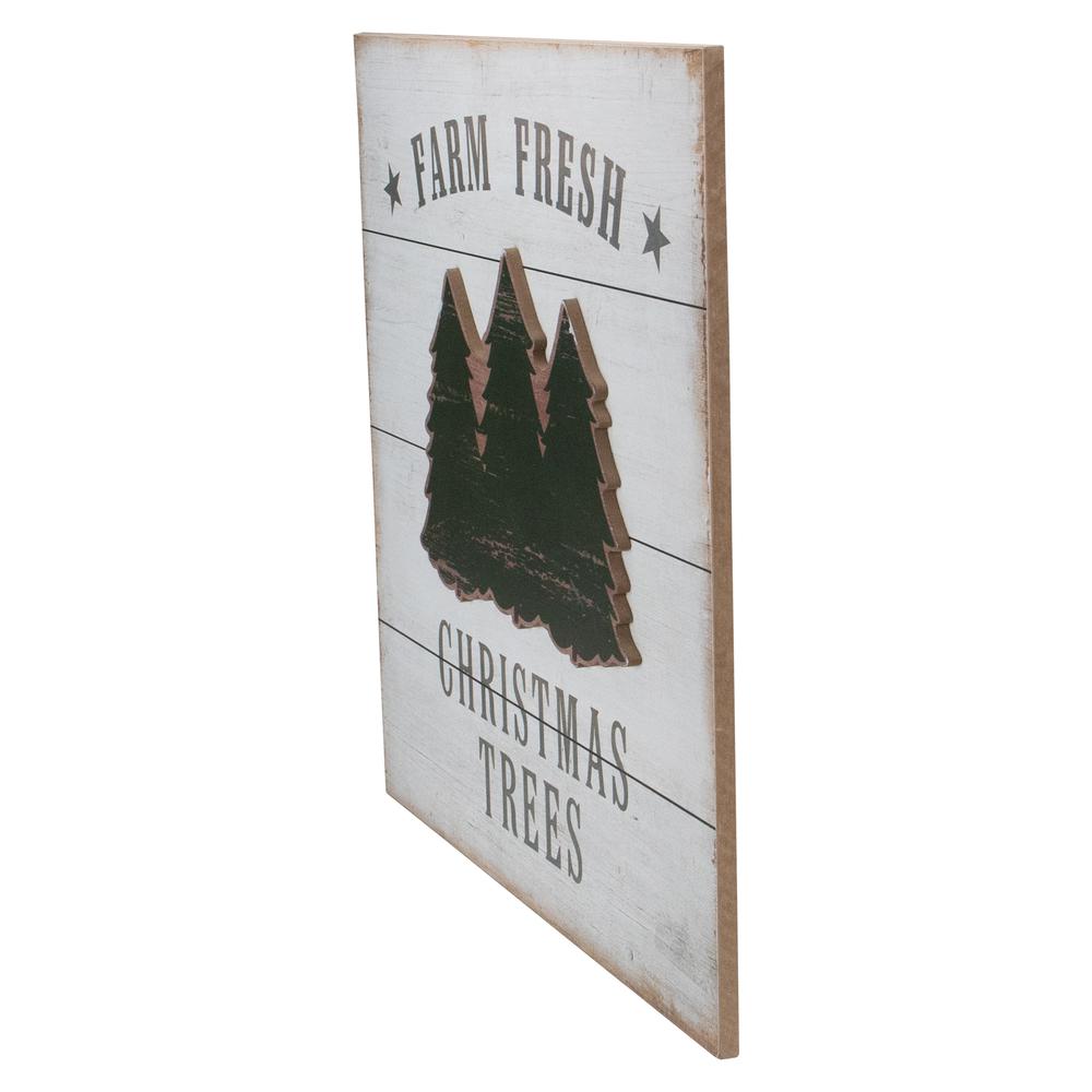 16" White Washed Farm Fresh Christmas Trees Wooden Wall Sign. Picture 4