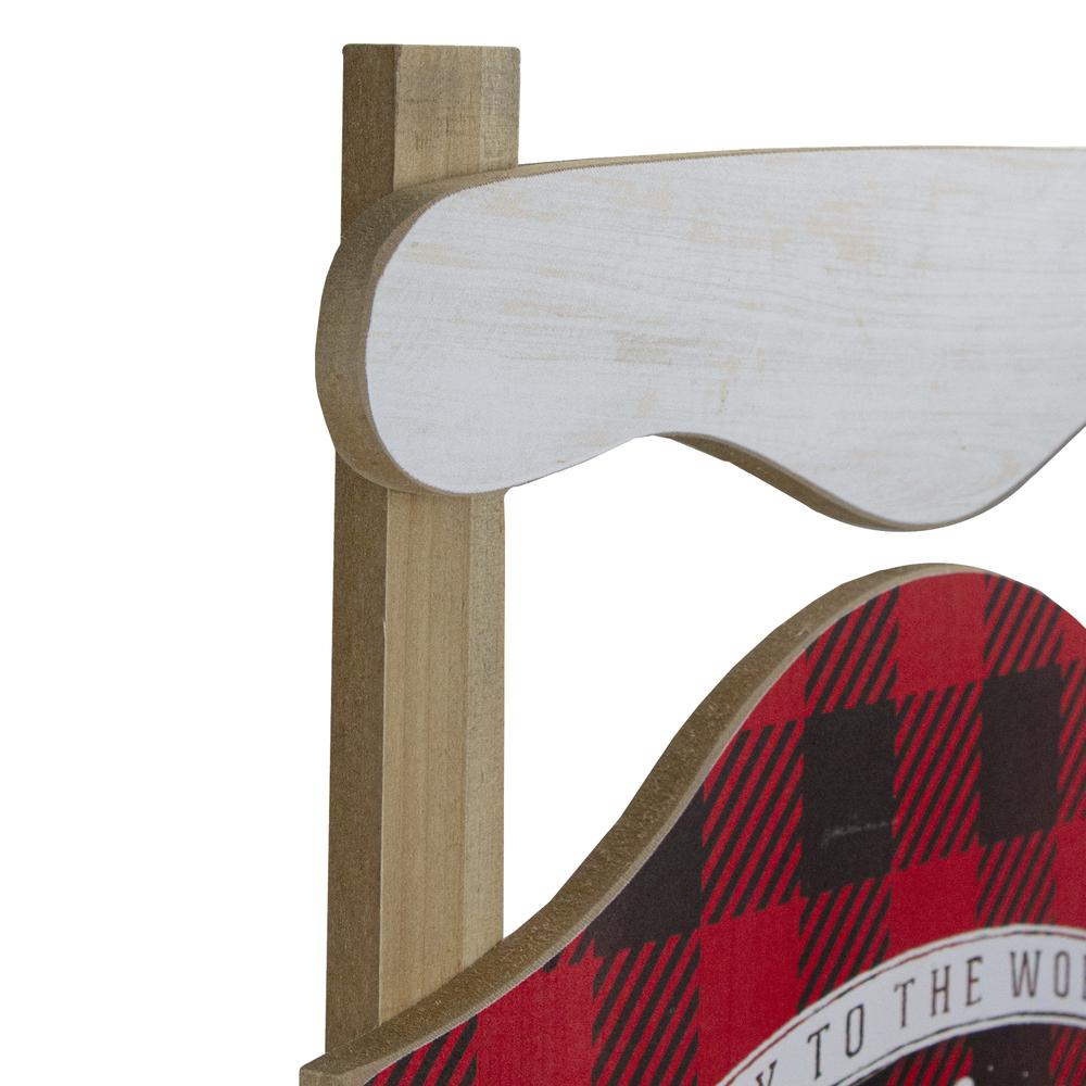 24" Red and Black Buffalo Plaid Merry Christmas Sled Wooden Hanging Wall Sign. Picture 4