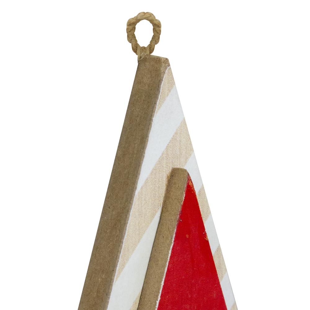 16" Red and White Merry Little Christmas Tree Wooden Hanging Wall Sign. Picture 4
