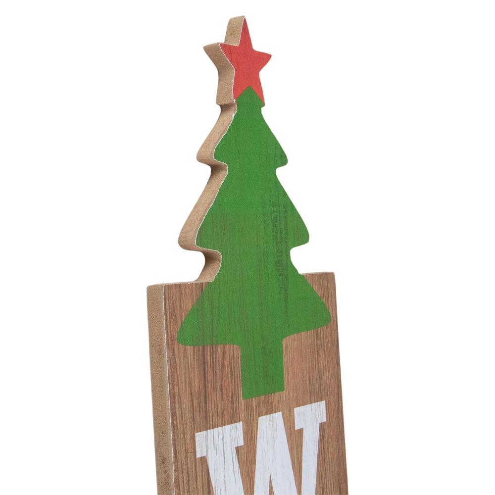 31.5" Green Christmas Tree and Red Star Tall Wooden Welcome Sign. Picture 3