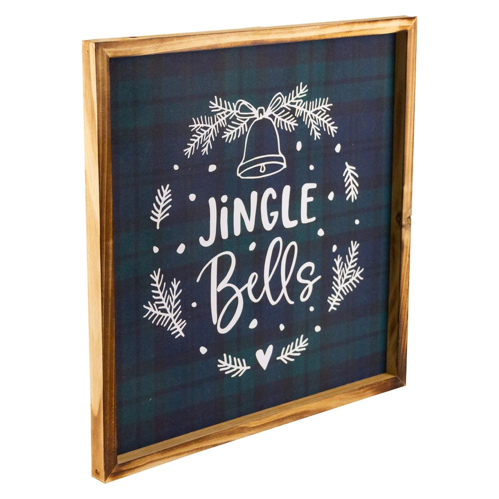 15.75" Plaid 'Jingle Bells' Christmas Wall Sign. Picture 2