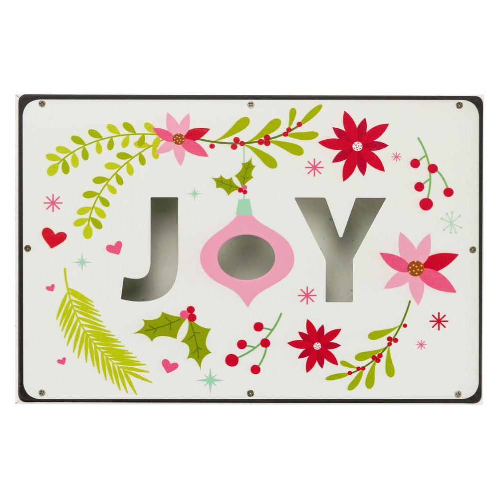 12" Wood and Metal 'Joy' Christmas Wall Sign. Picture 1