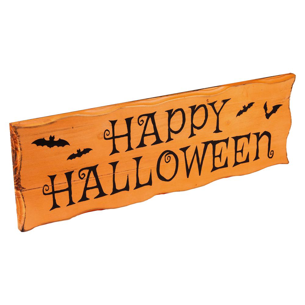 24" Wooden 'Happy Halloween' Wall Sign with Bats. Picture 2