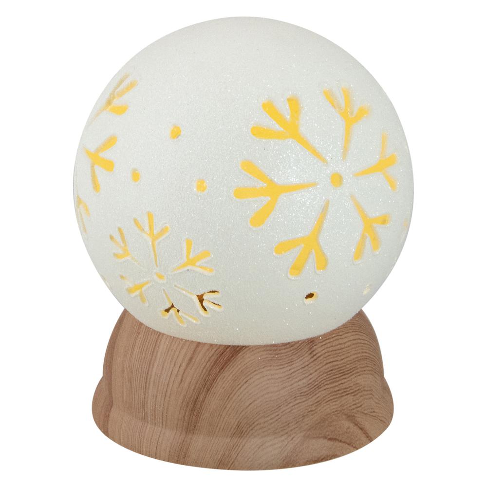 6.5" Lighted White and Brown Globe with Snowflakes. Picture 1