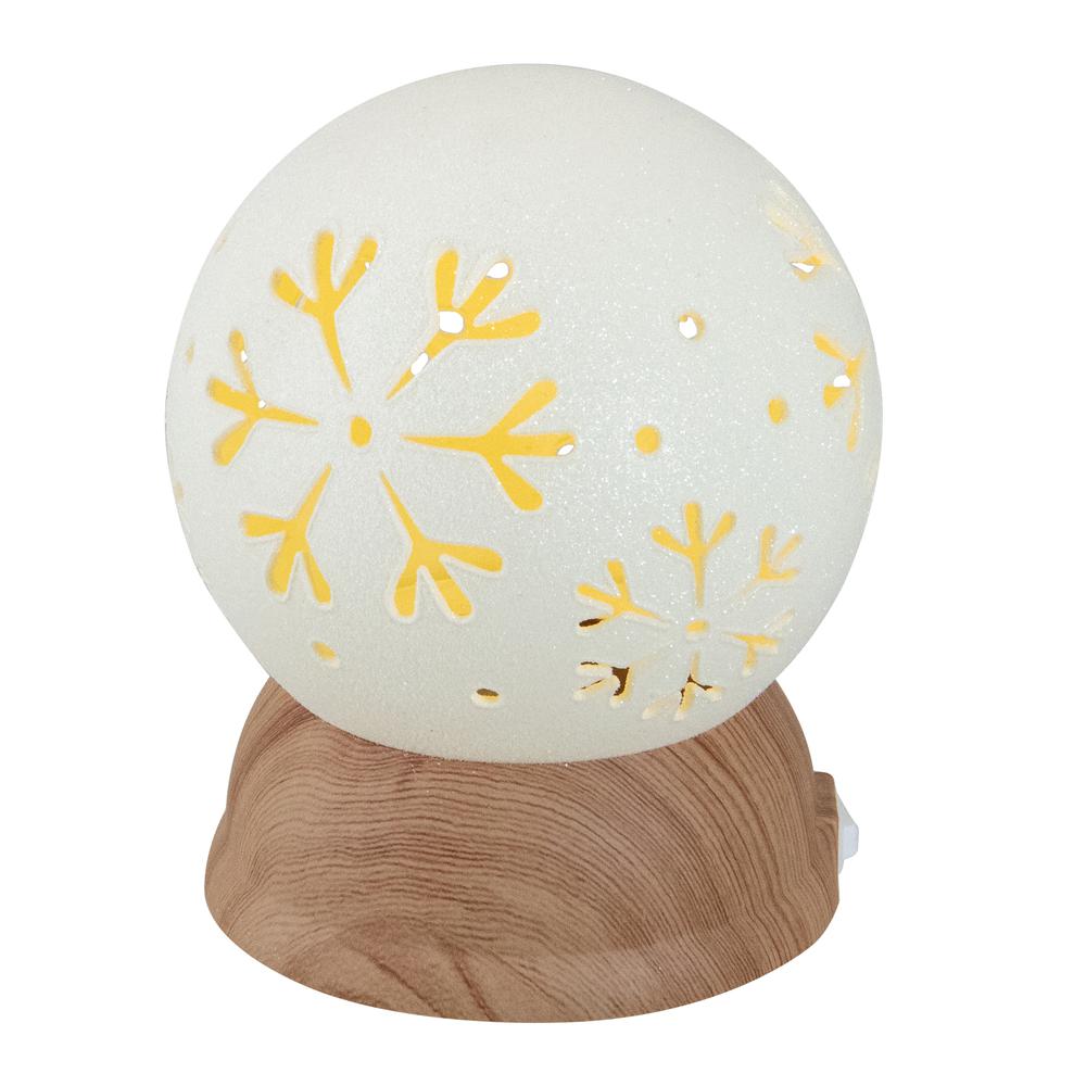 6.5" Lighted White and Brown Globe with Snowflakes. Picture 4