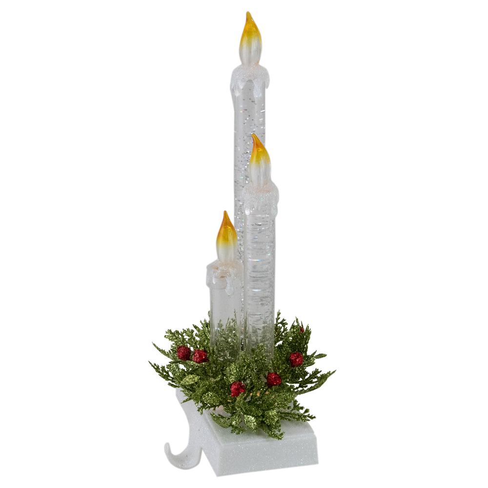 9" Battery Operated LED Lighted Candle Christmas Stocking Holder. Picture 2