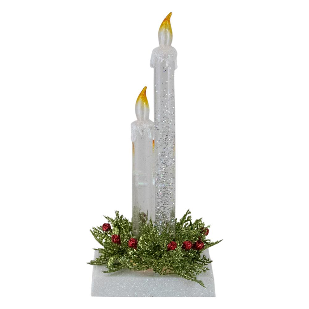 9" Battery Operated LED Lighted Candle Christmas Stocking Holder. Picture 4