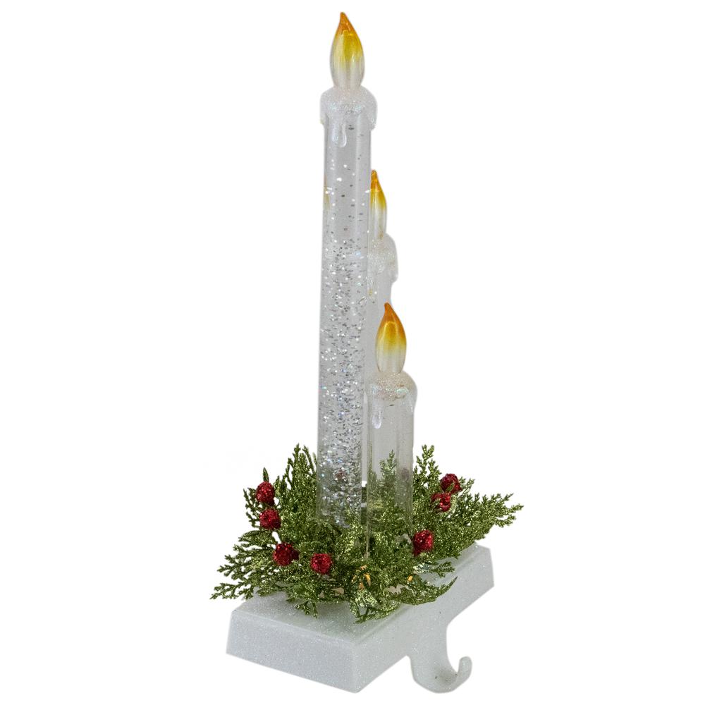 9" Battery Operated LED Lighted Candle Christmas Stocking Holder. Picture 3