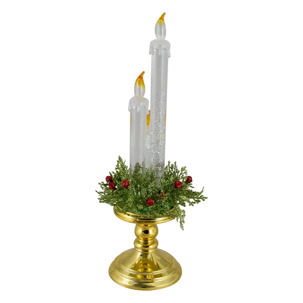 14.5" Lighted Water Candle on a Gold Base with Berries. Picture 3