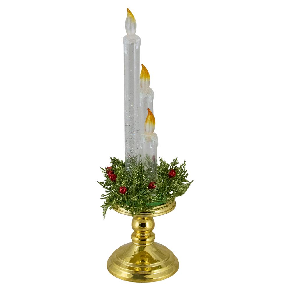 14.5" Lighted Water Candle on a Gold Base with Berries. Picture 4