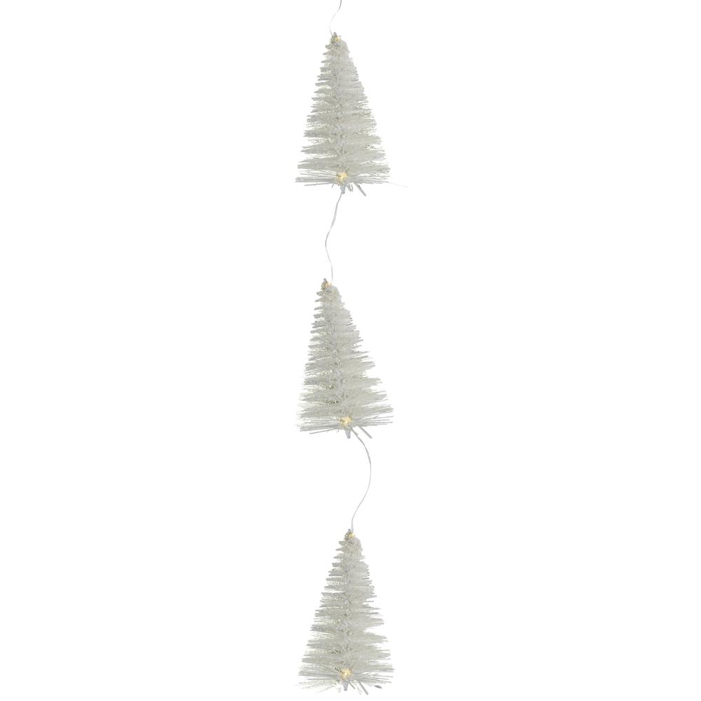 6.5' LED Lighted White Mini Sisal Tree Christmas Garland - Warm White Lights. Picture 1
