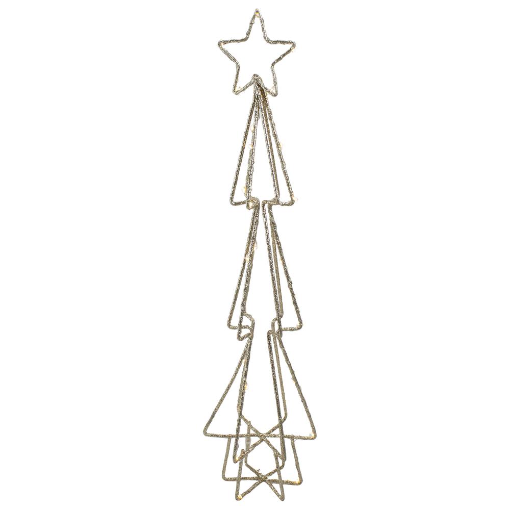 17.5" LED Lighted B/O Gold Glittered Wire Christmas Cone Tree - Warm White Lights. Picture 5