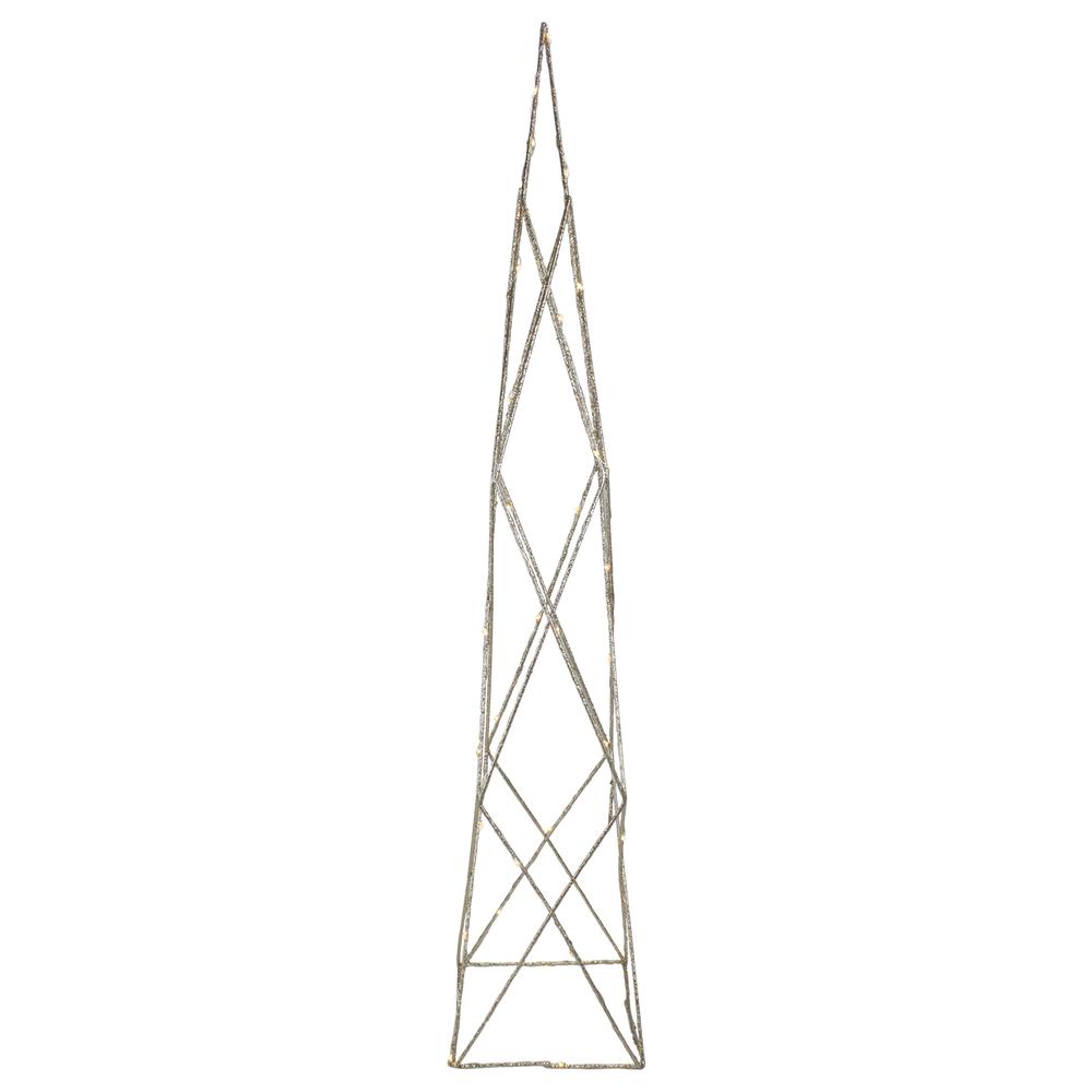 32" LED Lighted B/O Gold Glittered Wire Geometric Christmas Cone Tree - Warm White Lights. Picture 5