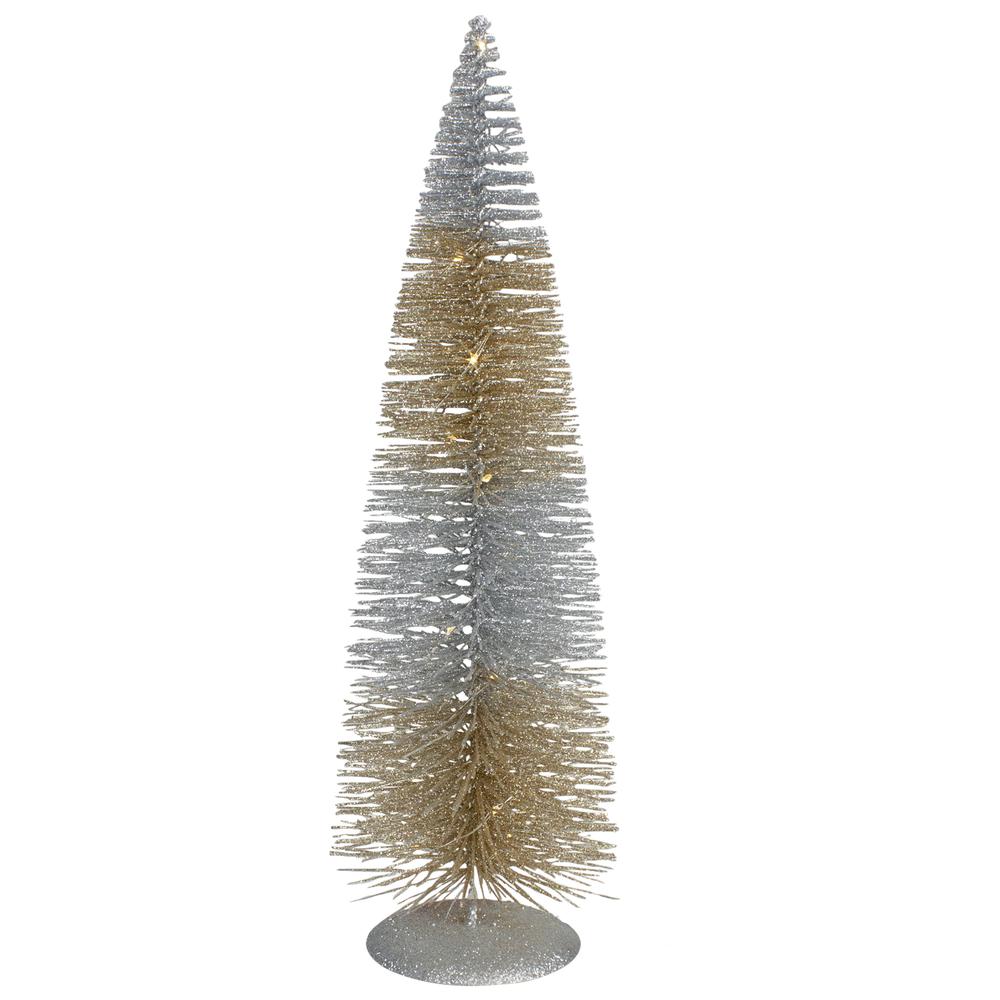 16" LED Lighted B/O Silver and Gold Sisal Christmas Tree - - Warm White Lights. The main picture.
